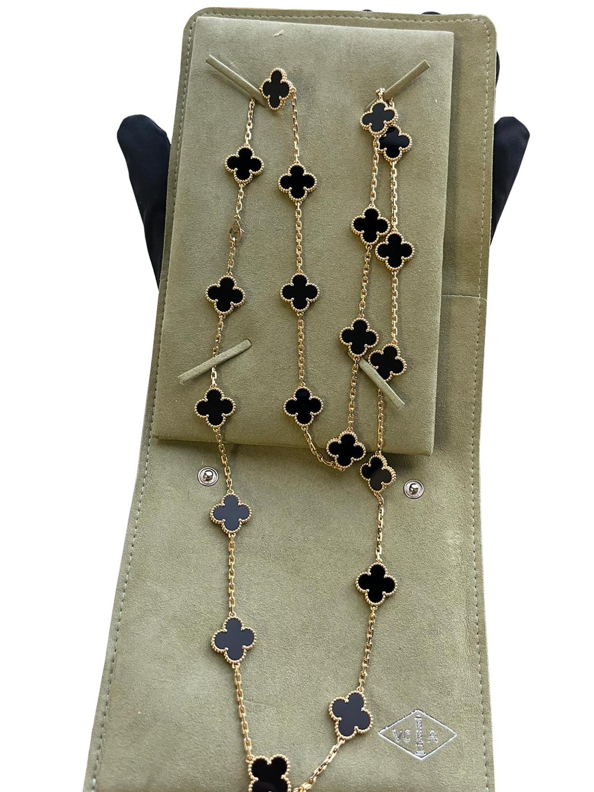 Van Cleef & Arpels Onyx Motifs 18k Yellow Gold Vintage Alhambra Long Necklace 2