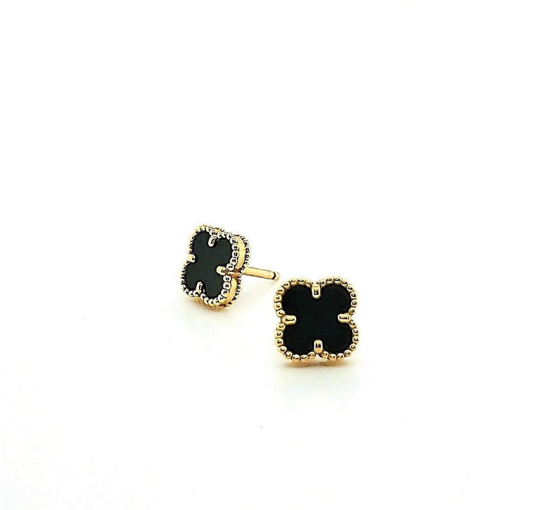 Van Cleef and Arpels Onyx Sweet Alhambra Earrings at 1stDibs van