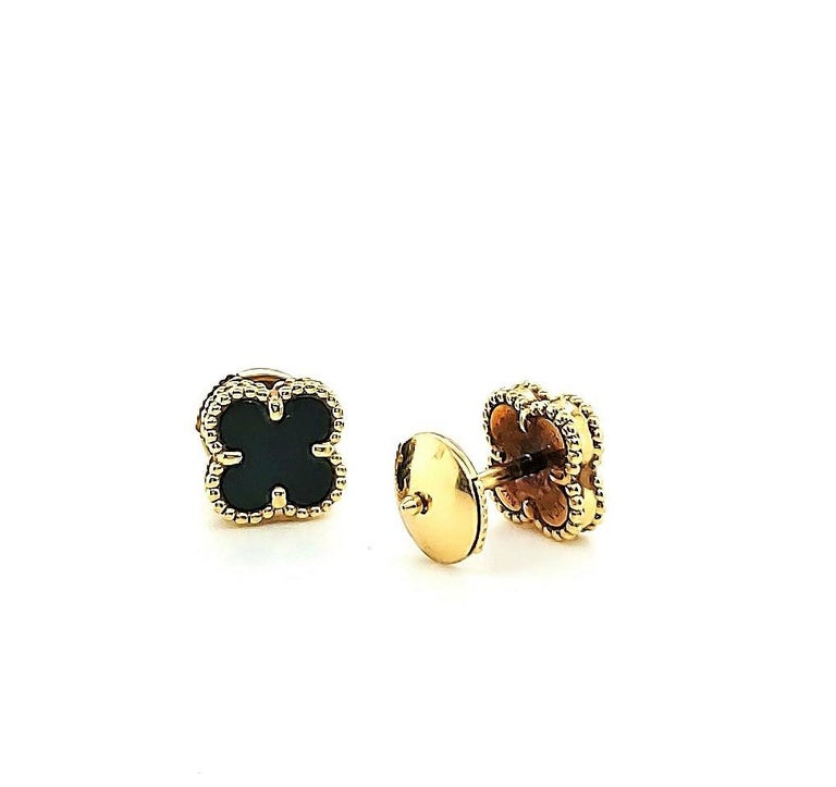 Van Cleef and Arpels Onyx Sweet Alhambra Earrings at 1stDibs van