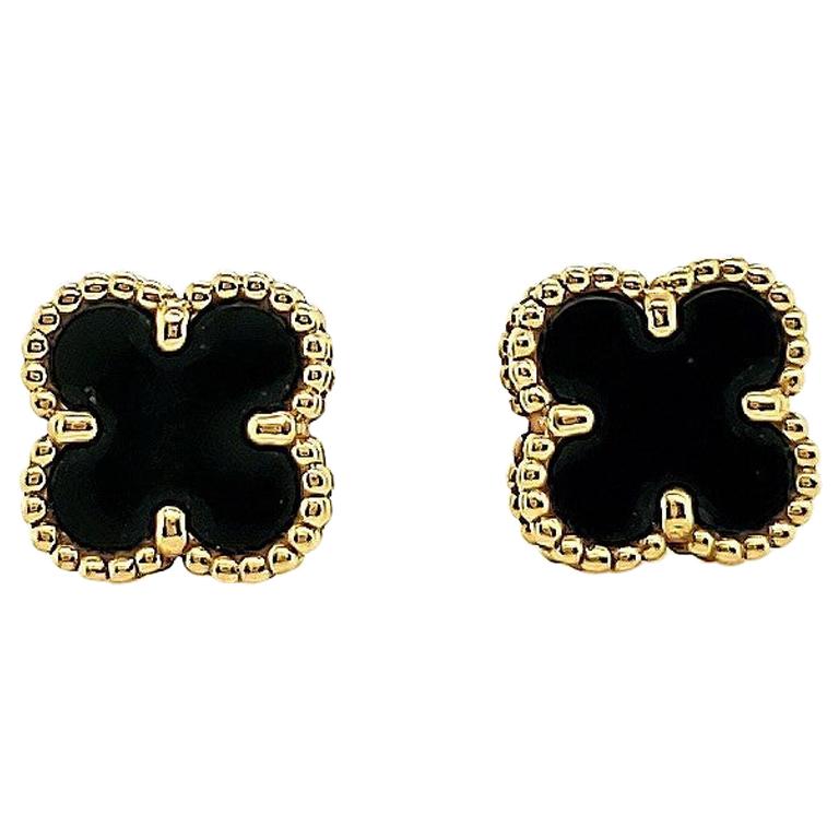 Van Cleef & Arpels Onyx Sweet Alhambra Earrings