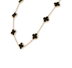 Van Cleef & Arpels Onyx Vintage Alhambra 10 Motif Necklace VCARA42700