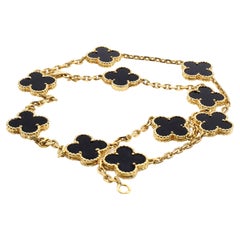 Van Cleef & Arpels Onyx Vintage Alhambra 18 Karat Gold Necklace