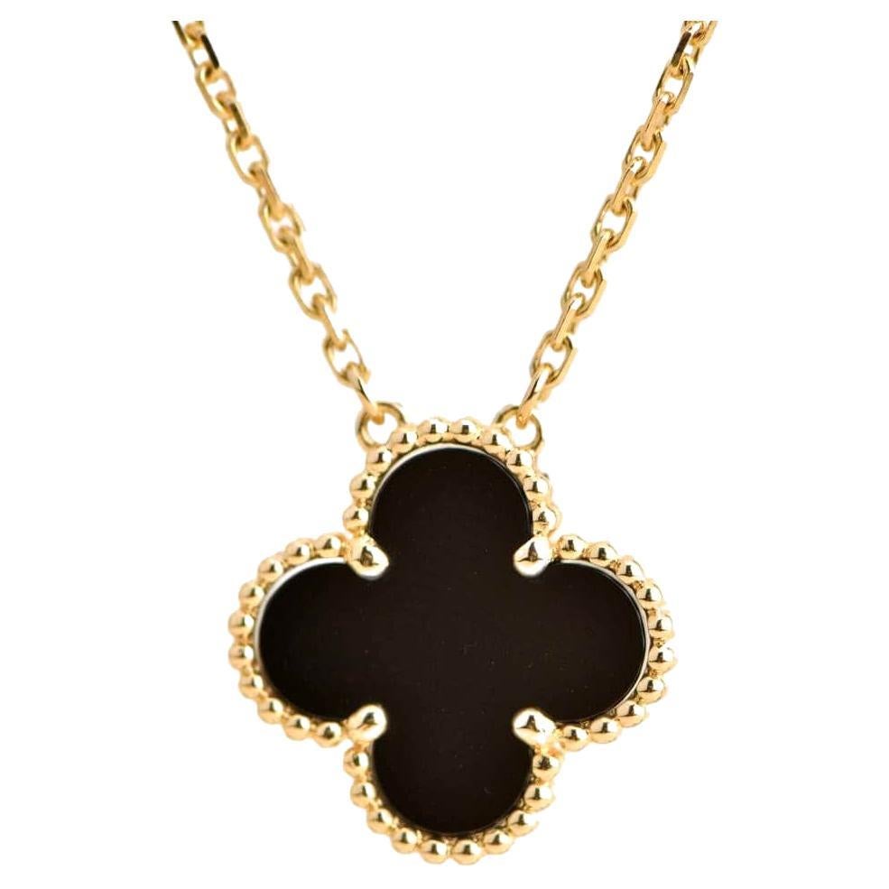 Van Cleef & Arpels Onyx Vintage Alhambra Pendant