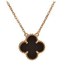 Van Cleef & Arpels Onyx Vintage Alhambra Pendant