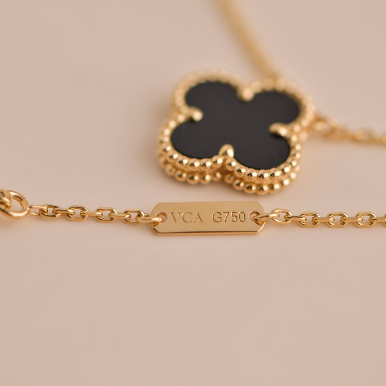 Collar Colgante Van Cleef & Arpels Onyx Vintage Alhambra Oro Amarillo 2