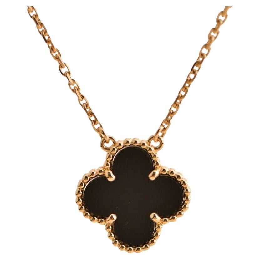 Collar Colgante Van Cleef & Arpels Onyx Vintage Alhambra Oro Amarillo
