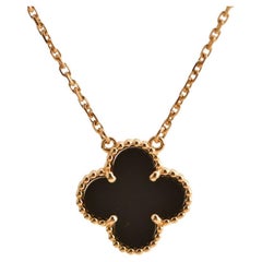 Collar Colgante Van Cleef & Arpels Onyx Vintage Alhambra Oro Amarillo