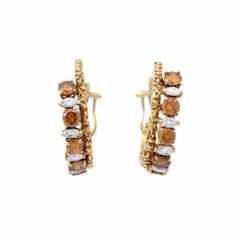 Van Cleef & Arpels Orange and White Diamond Clip Earrings, 1970s