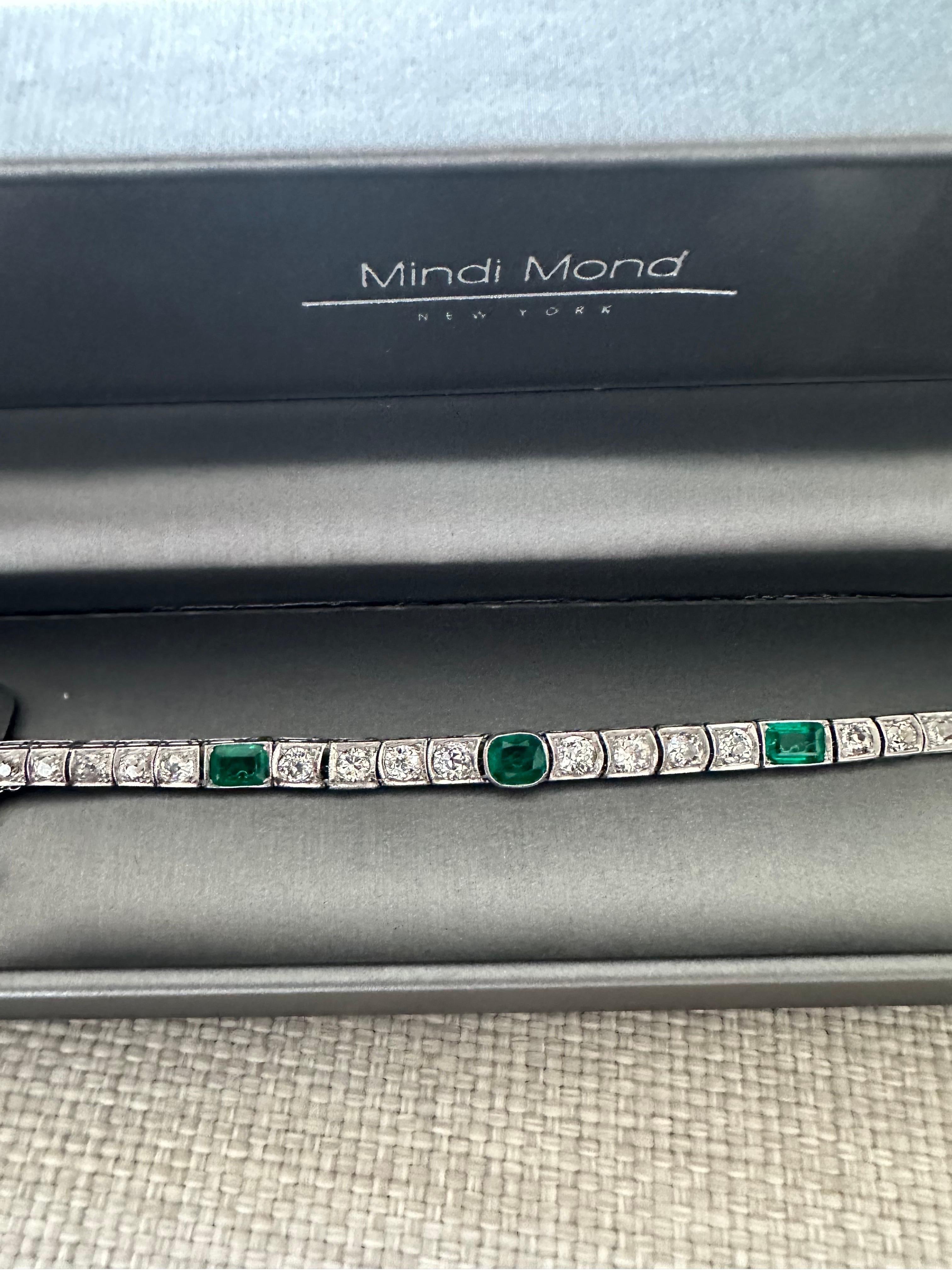 Van Cleef & Arpels Original Art Deco kolumbianisches Smaragd-Diamant-Platin-Armband (Smaragdschliff) im Angebot