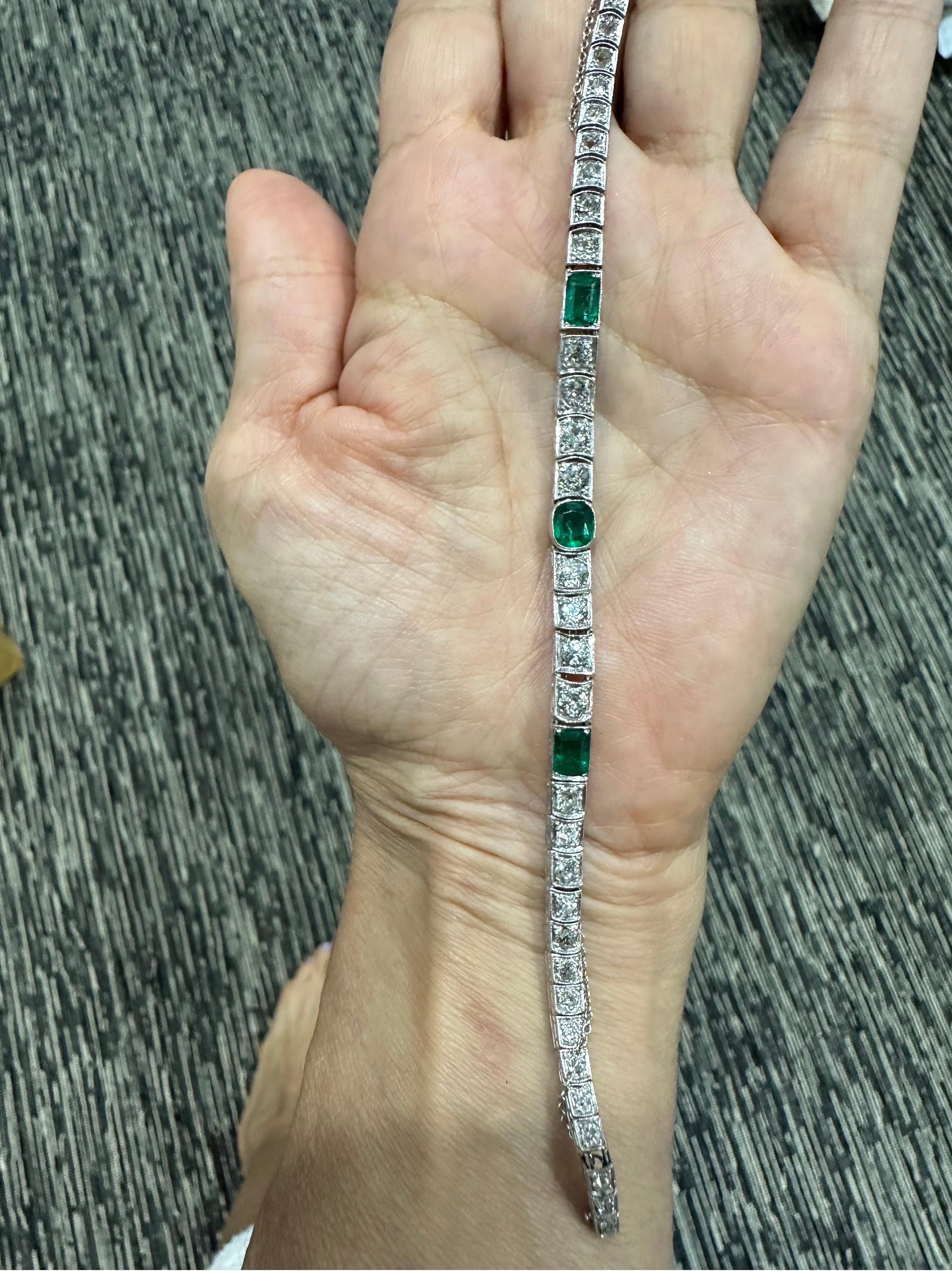 Van Cleef & Arpels Original Art Deco kolumbianisches Smaragd-Diamant-Platin-Armband im Zustand „Gut“ im Angebot in New York, NY