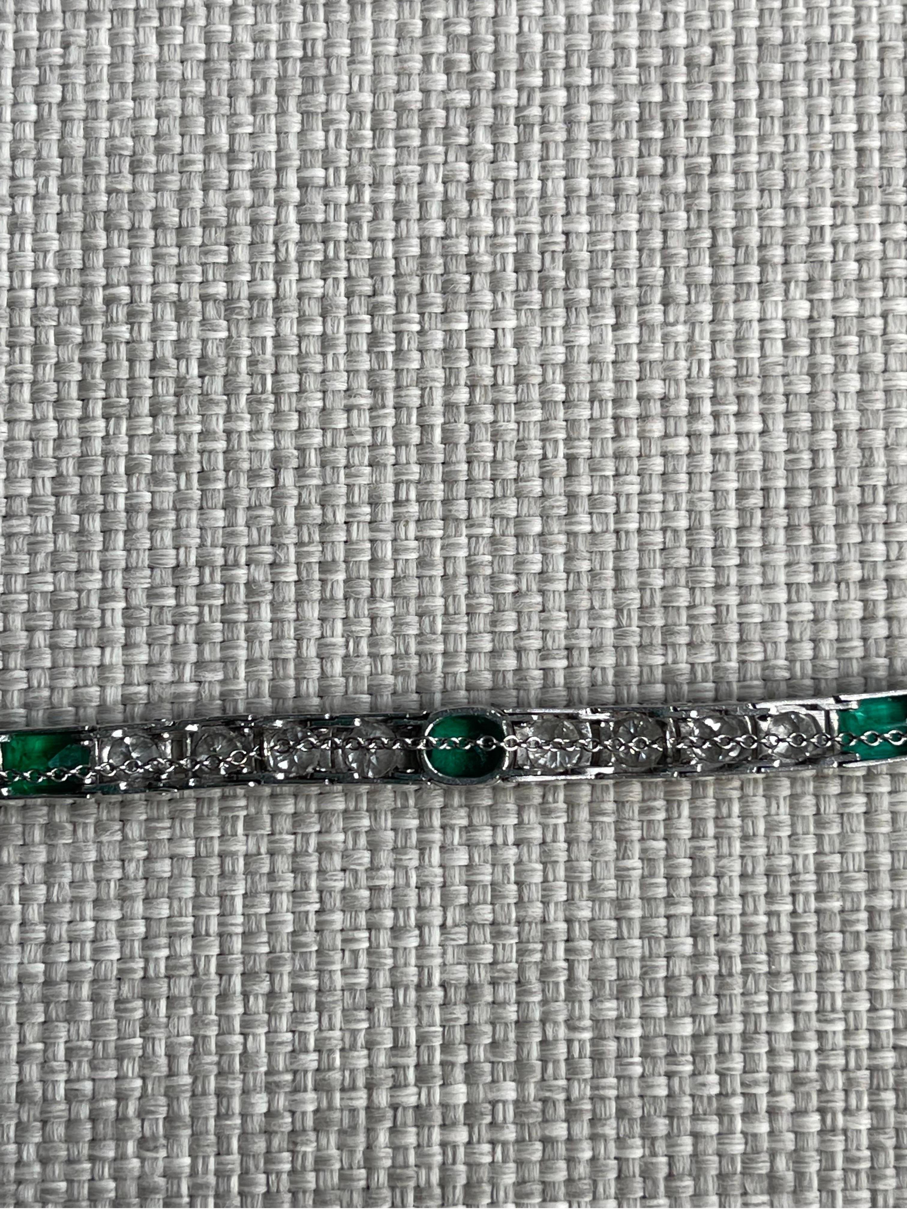 Van Cleef & Arpels Original Art Deco kolumbianisches Smaragd-Diamant-Platin-Armband im Angebot 3