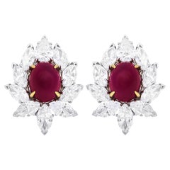Van Cleef & Arpels Original No#56026  10.00 Cts. No Heat Ruby Cabochon Earrings