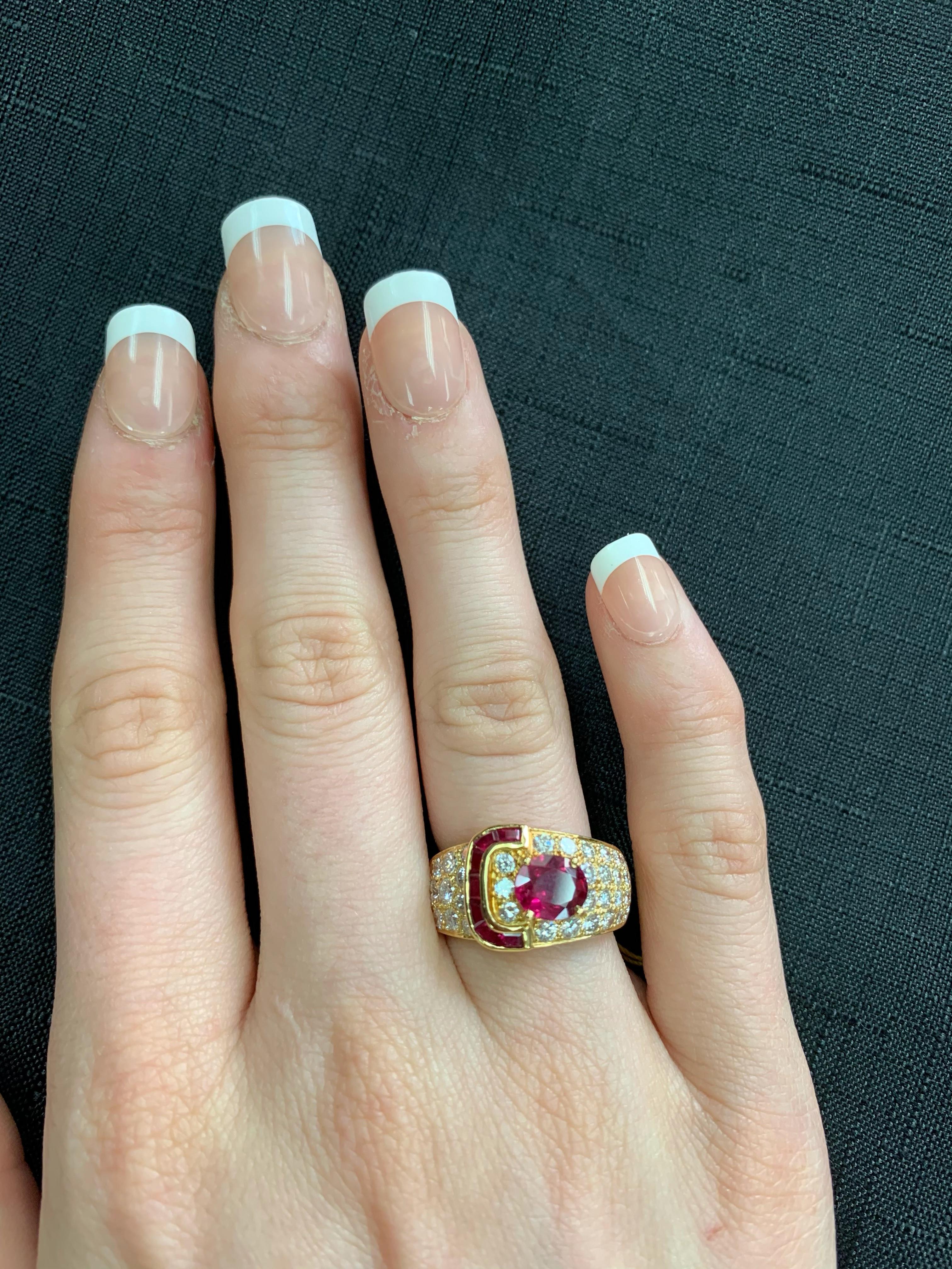Van Cleef & Arpels Oval Ruby and Diamond Ring with Invisibly Set Rubies, 18k 1
