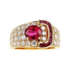 Van Cleef & Arpels Oval Ruby and Diamond Ring with Invisibly Set Rubies, 18k