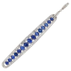 Used Van Cleef & Arpels Oval Sapphires and Baguette Diamond Bracelet Circa - 1938