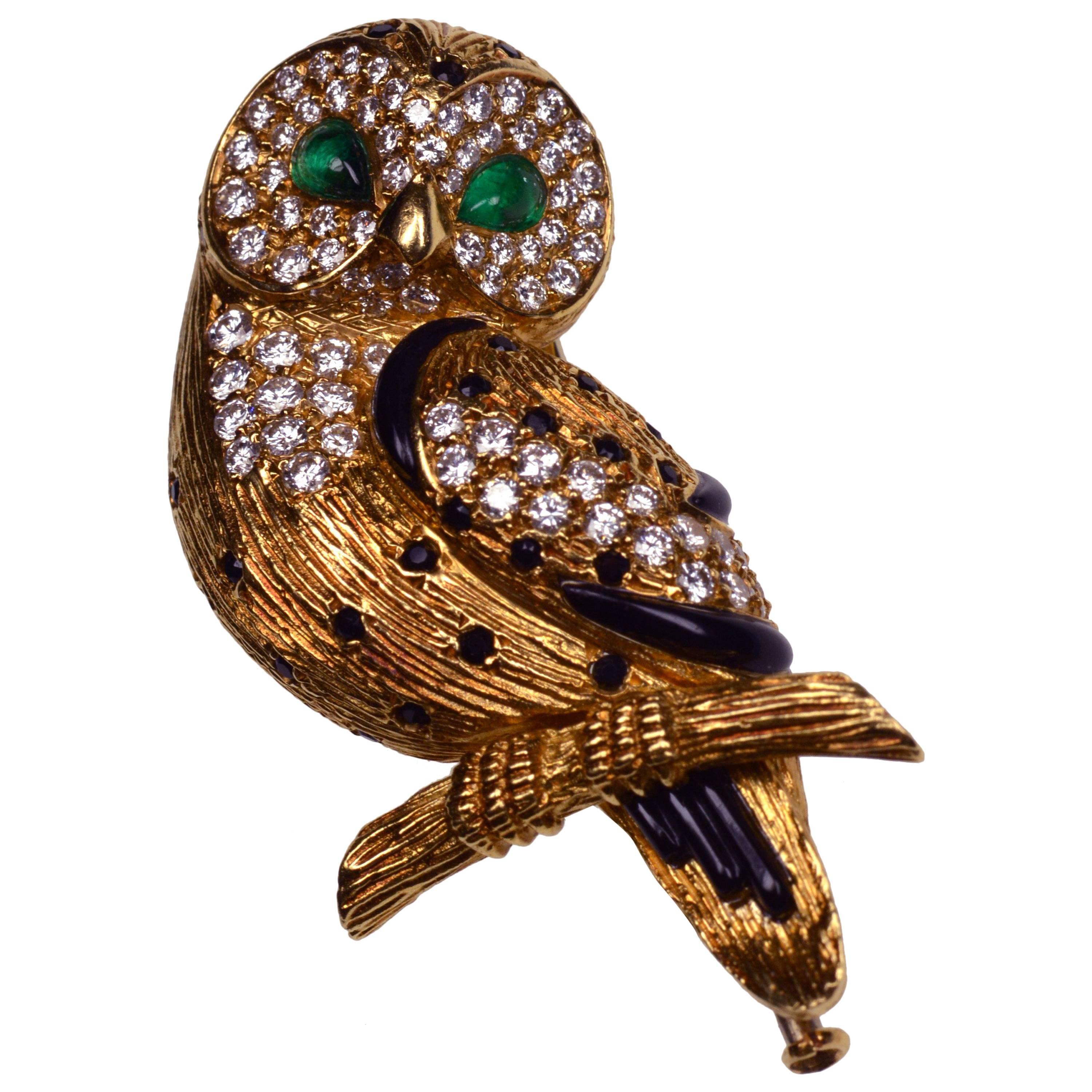 Van Cleef & Arpels Owl Brooch For Sale