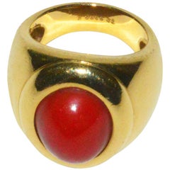Van Cleef & Arpels Oxblood Coral and Gold Ring