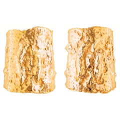 VAN CLEEF & ARPELS Pair of 18K Yellow Gold Hammered “Manchette” Cuff Bracelets