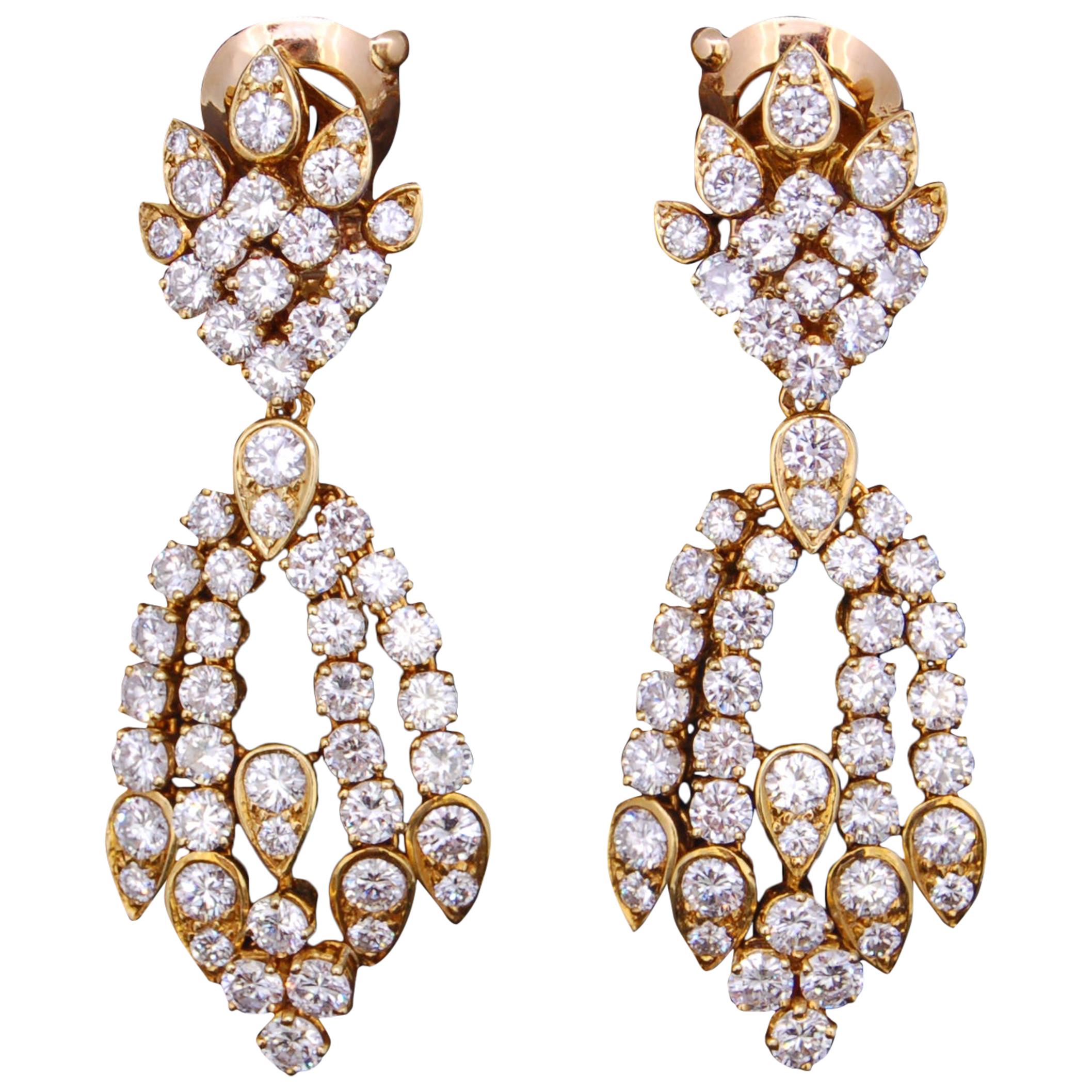 Van Cleef & Arpels, Pair of Diamond Drop Chandelier Earrings For Sale