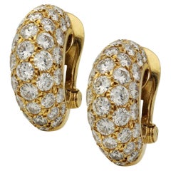 Van Cleef & Arpels Pair Of Gold And Diamond Hoop Clip Earrings Circa 1974