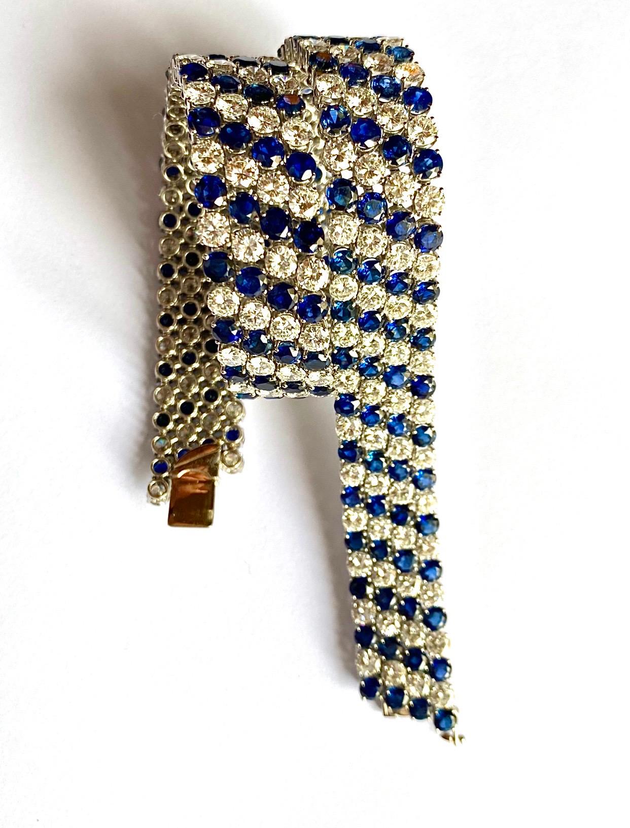 Modern Van Cleef & Arpels Pair of Sapphire and Diamond Bracelet Necklace Combination