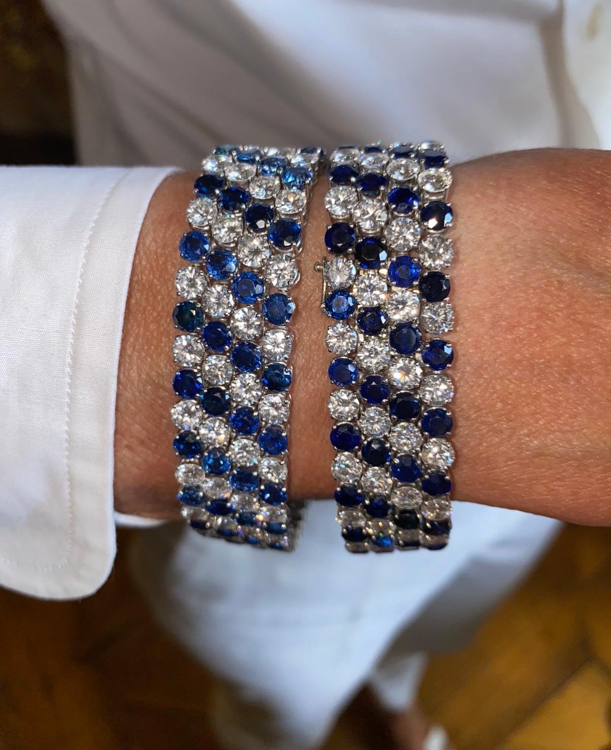 Brilliant Cut Van Cleef & Arpels Pair of Sapphire and Diamond Bracelet Necklace Combination