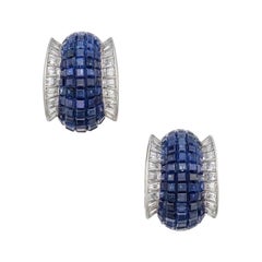 Van Cleef & Arpels pair of Sapphire and Diamond 'Mystery-Set' Earclips
