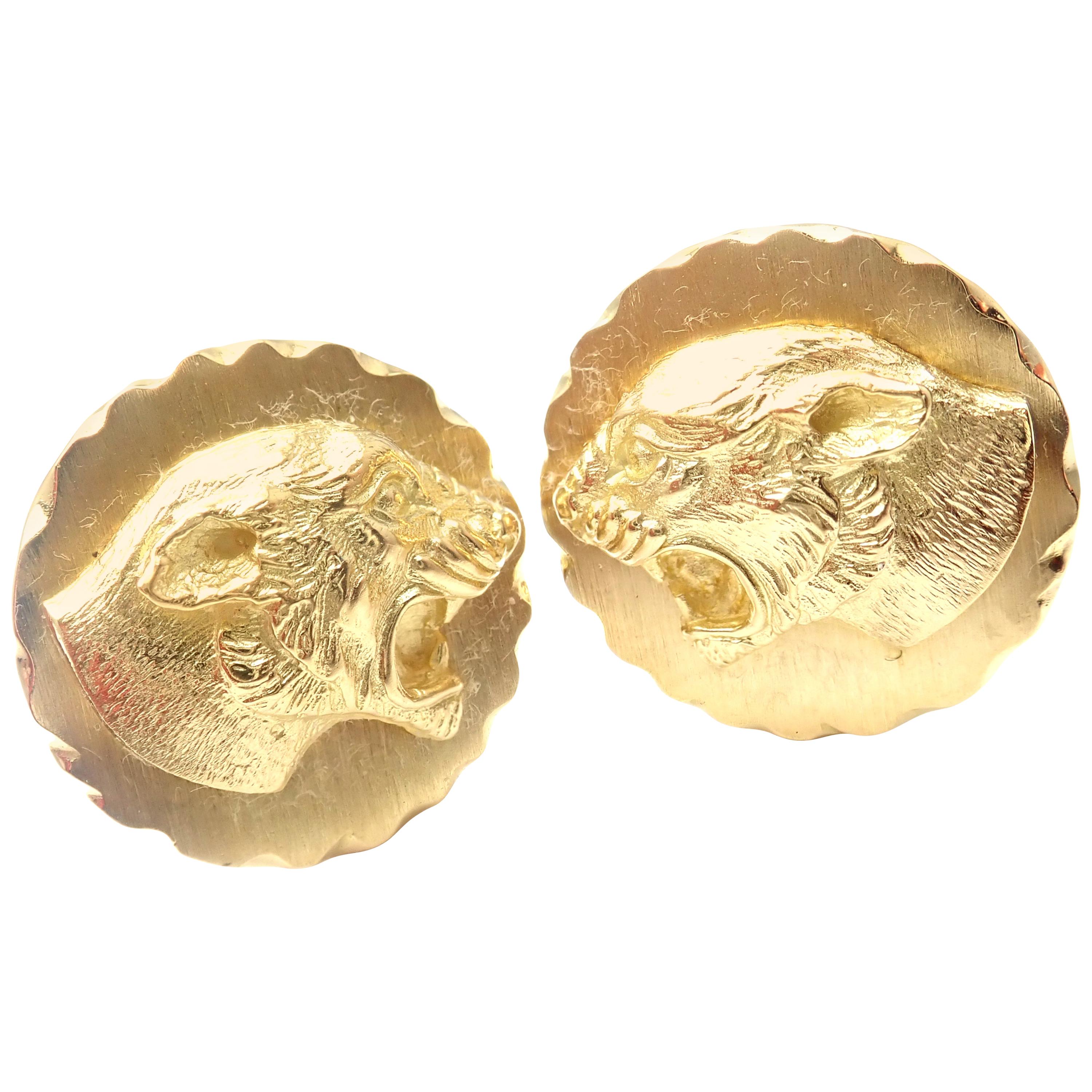 Van Cleef & Arpels Panther Panthere Yellow Gold Cufflinks For Sale