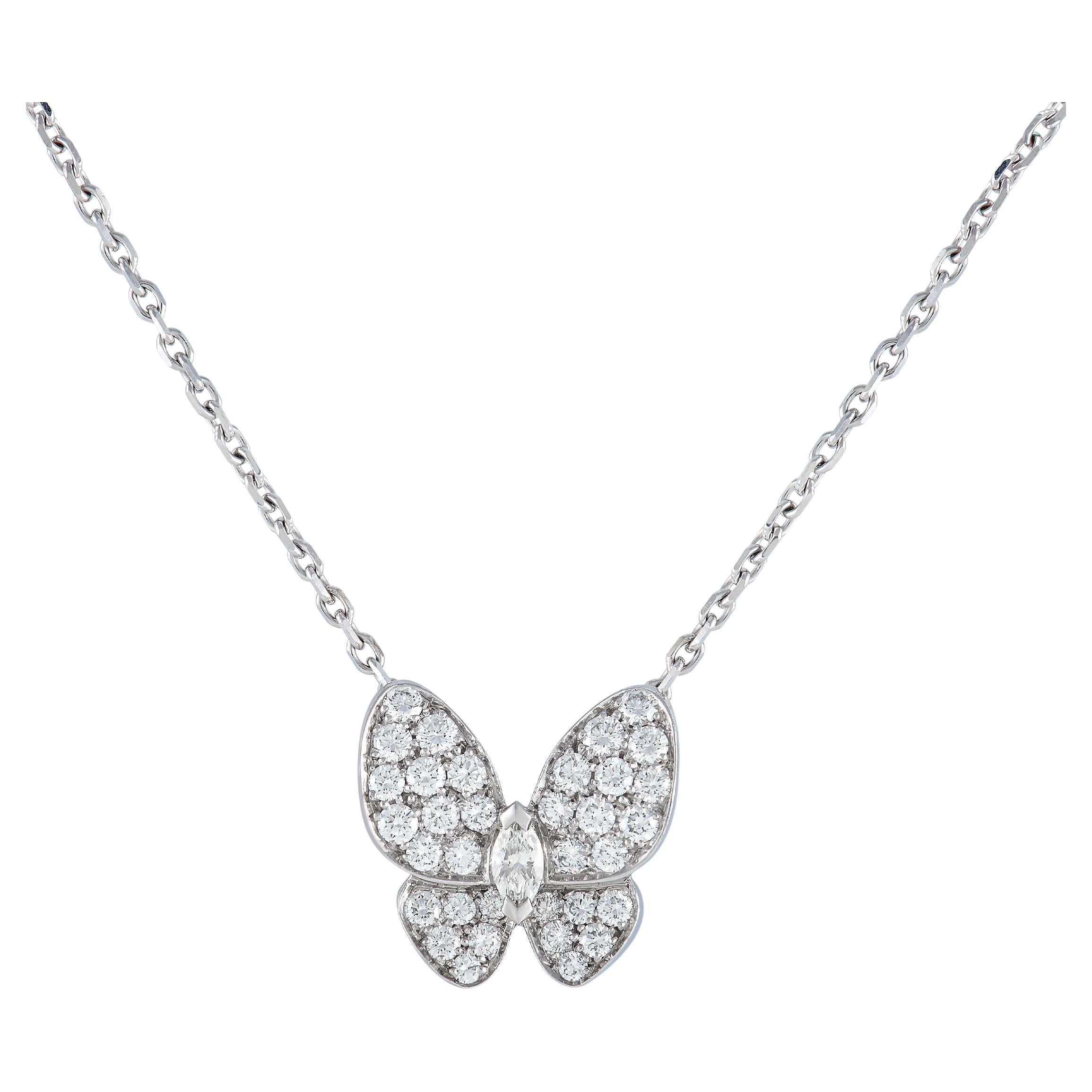 Van Cleef & Arpels Papillon 18k White Gold Diamond Necklace