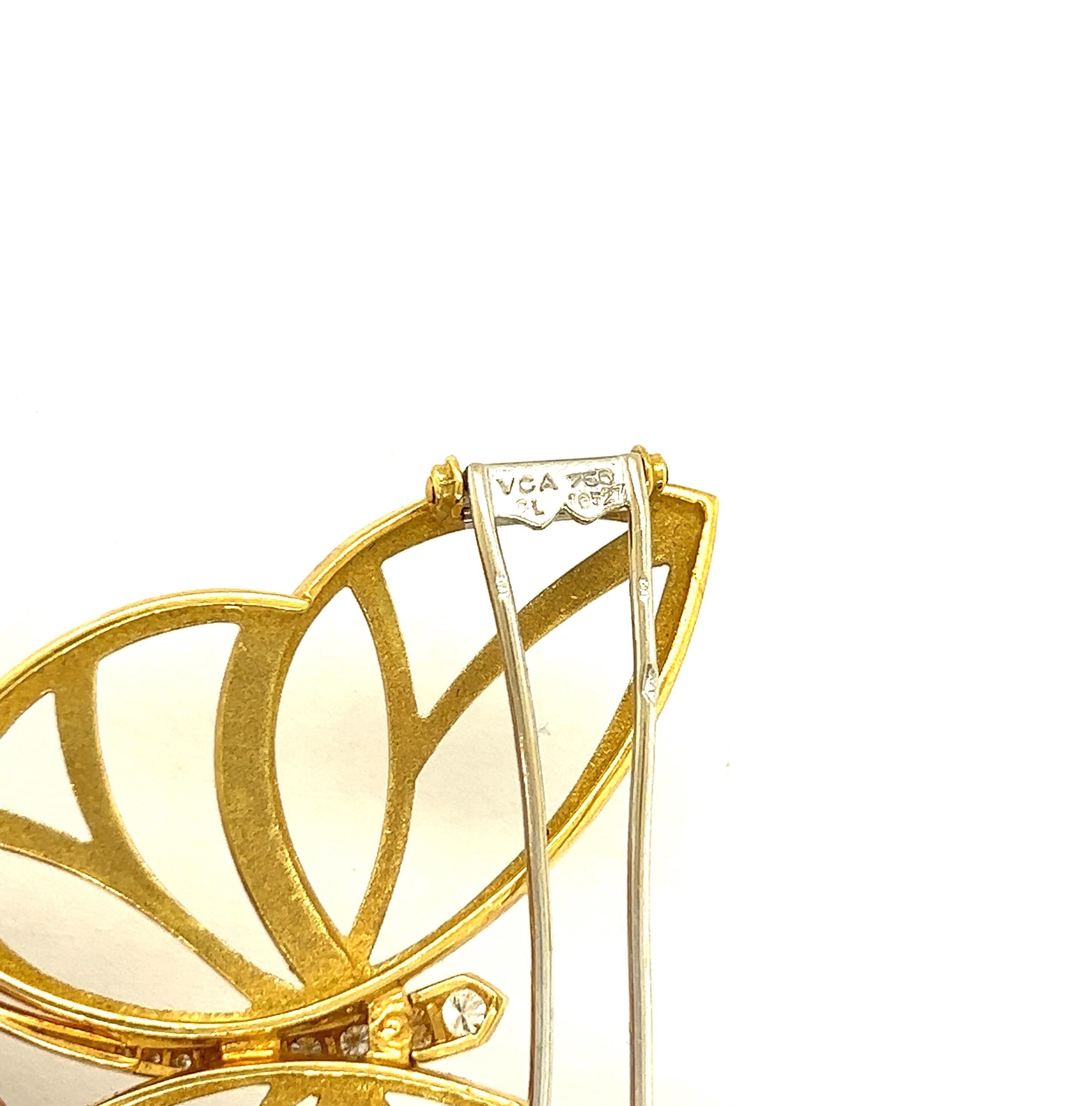 Van Cleef & Arpels Papillon 18k Yellow Gold Diamond Butterfly Brooch For Sale 1