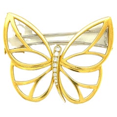 Vintage Van Cleef & Arpels Papillon 18k Yellow Gold Diamond Butterfly Brooch