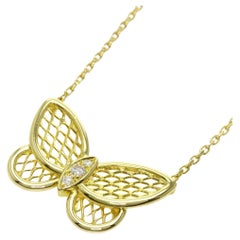 Van Cleef & Arpels Papillon Diamant-Halskette aus 18 Karat Gelbgold