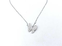 Van Cleef & Arpels Papillon Diamond Pave Butterfly White Gold Pendant Necklace