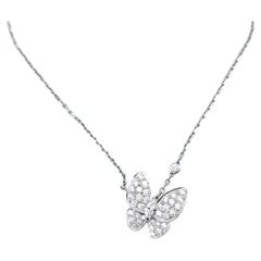 Van Cleef & Arpels Papillon Diamond Pave Butterfly White Gold Pendant Necklace