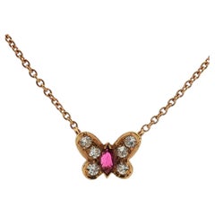 Van Cleef & Arpels Papillon Diamond Ruby Butterfly Pendant Necklace Vintage