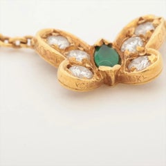 Van Cleef & Arpels Papillon Emerald Diamond 18K Yellow Gold Necklace