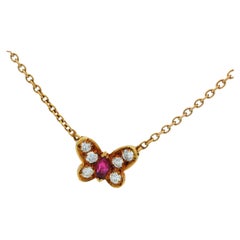 Van Cleef & Arpels Collier Papillon rubis diamant or jaune 18K