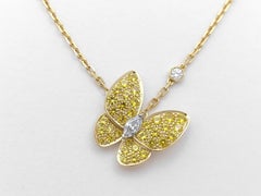 Van Cleef & Arpels Papillon Yellow Sapphire Diamond Butterfly Pendant Necklace