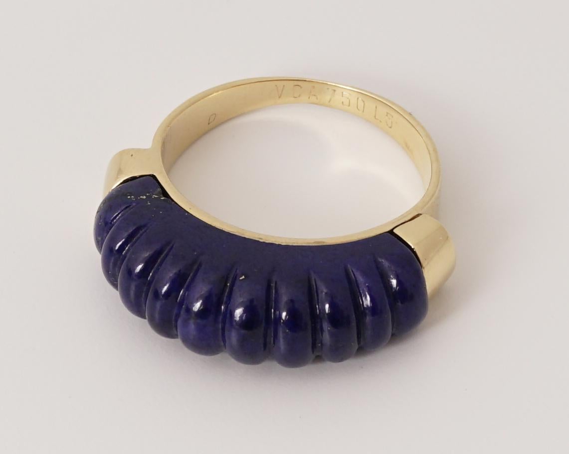 Women's Van Cleef & Arpels, Paris, 18K Gold and Lapis-Lazuli Godrons Ring, circa 1970
