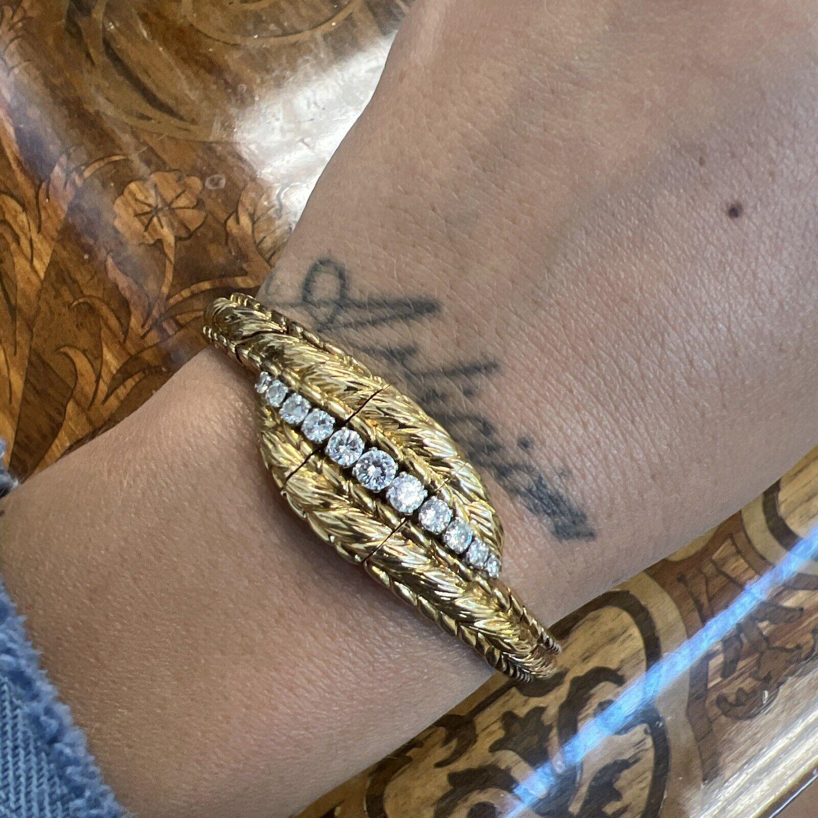 VAN CLEEF & ARPELS Paris 18k Gold, Platinum & Diamond Watch Bracelet Retro 1950s 5