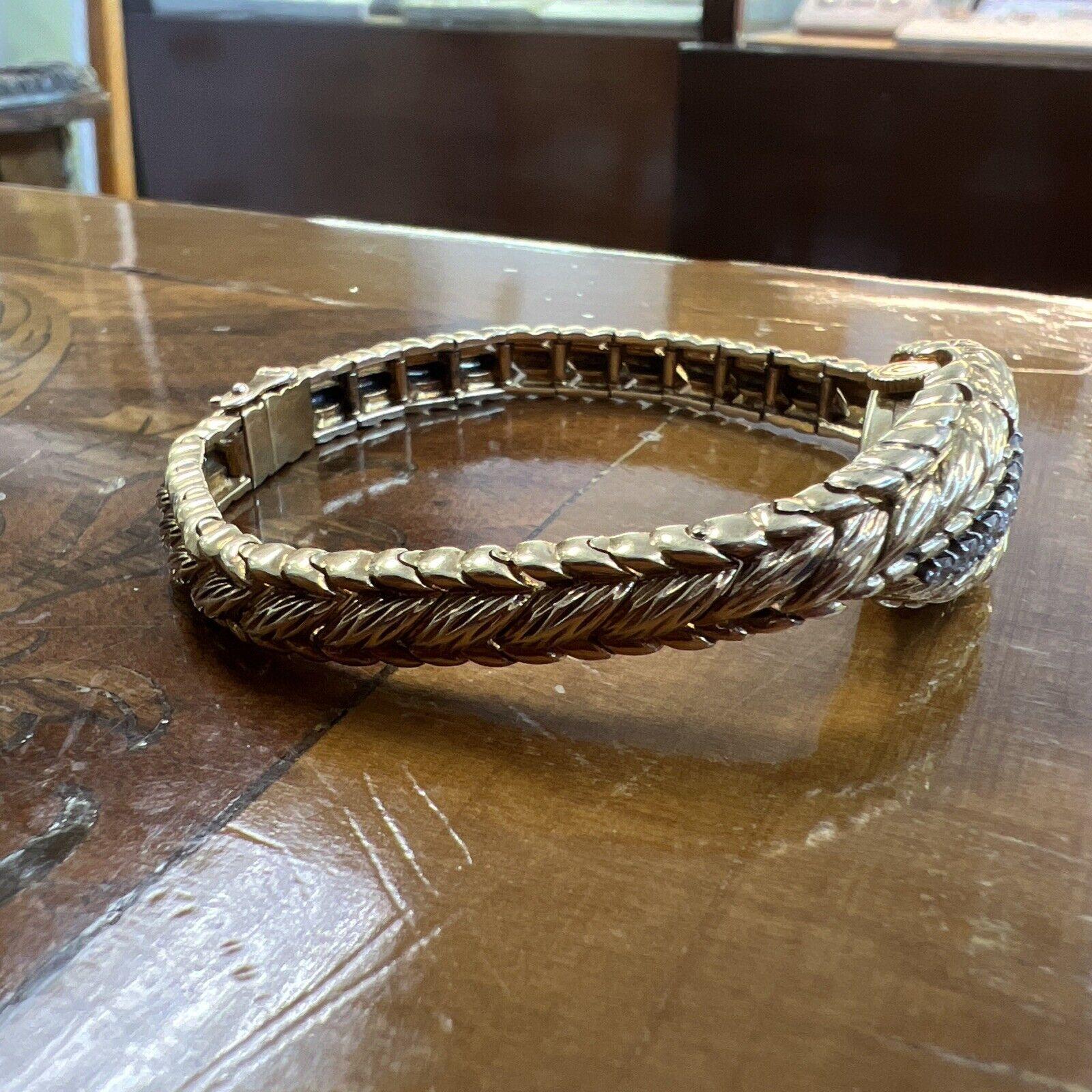 VAN CLEEF & ARPELS Paris 18k Gold, Platinum & Diamond Watch Bracelet Retro 1950s In Excellent Condition In Beverly Hills, CA