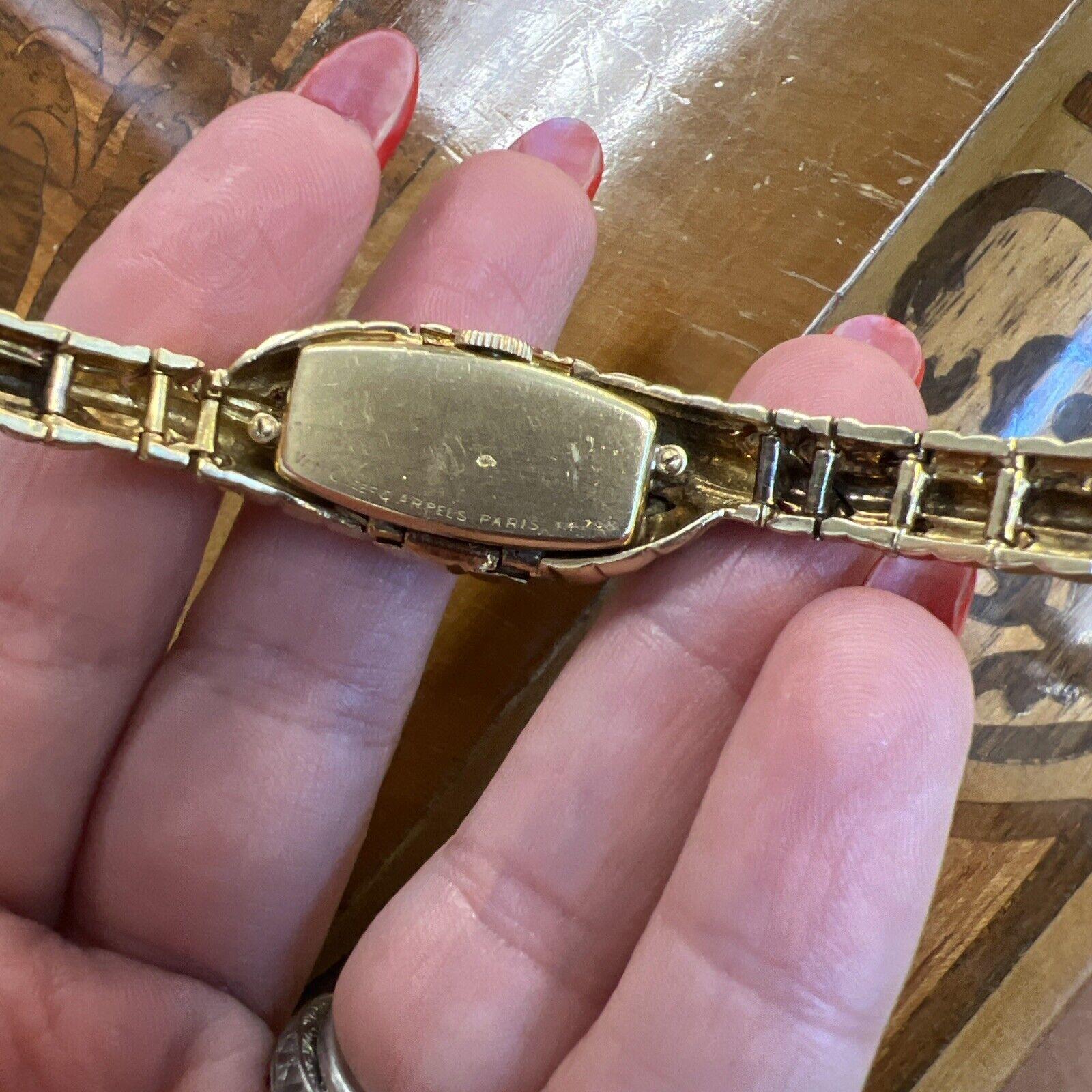 VAN CLEEF & ARPELS Paris 18k Gold, Platinum & Diamond Watch Bracelet Retro 1950s 1