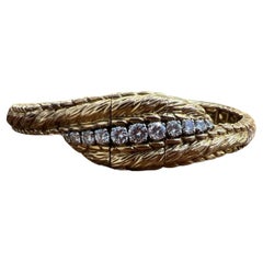 VAN CLEEF & ARPELS Paris 18k Gold, Platinum & Diamond Watch Bracelet Retro 1950s