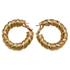 Vintage Van Cleef & Arpels Paris 18K Gold Twisted Hoop Earrings