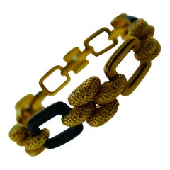 Van Cleef & Arpels Paris 18k Yellow Gold and Onyx Bracelet C. 1960s Vintage Rare