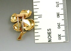 Van Cleef & Arpels Paris 18k Yellow Gold & Diamond 4 Leaf Clover Clip Brooch