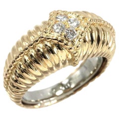 Van Cleef & Arpels Paris 18K Yellow Gold & Diamond Bombe Ring Vintage C. 1980s