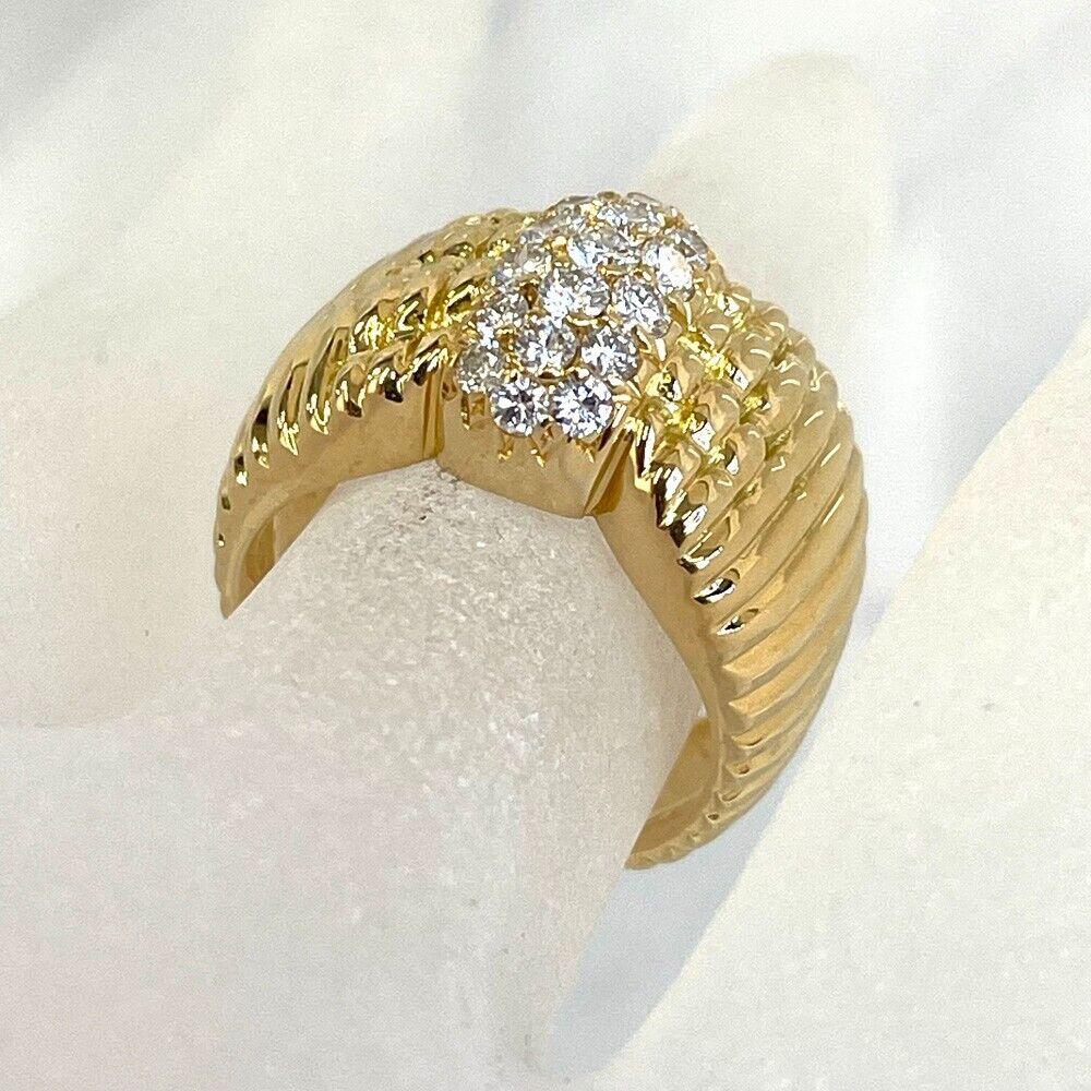VAN CLEEF & ARPELS PARIS 18k Yellow Gold & Diamond Bow Ring Vintage 1980s 2