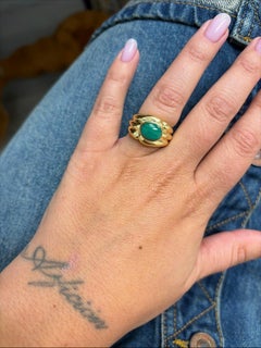 VAN CLEEF & ARPELS Paris Anello Cocktail in Oro Giallo 18k e Malachite 1980 Vintage