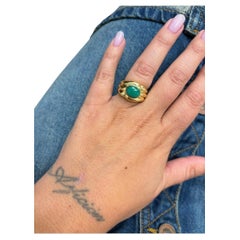 VAN CLEEF & ARPELS Paris Anello Cocktail in Oro Giallo 18k e Malachite 1980 Vintage